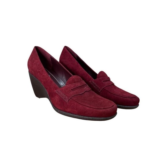 Franco Sarto - Burgundy Suede Round Toe Wedge Loafer Women's Size 10M - Picture 6 of 8